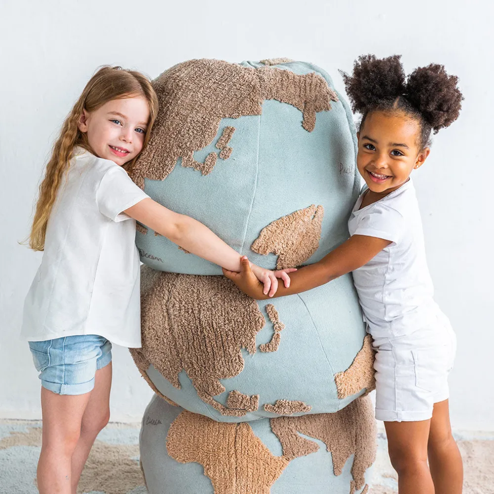 World Map Round Pouffe