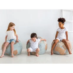 World Map Round Pouffe